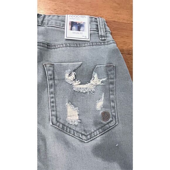 INDIGO-REIN MOM FIT DISTRESSED JEANS SIZE 0 W32 L27 P1-271 NEW - Picture 11 of 12